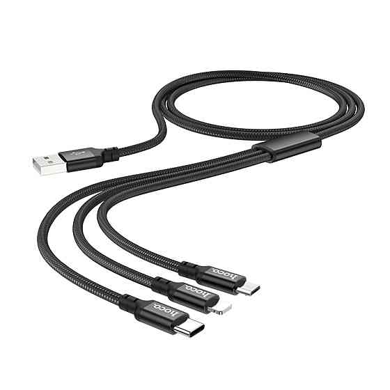 Кабель HOCO X14 3-in-1 Times speed charging cable iP+Micro+Type-C Black Київ