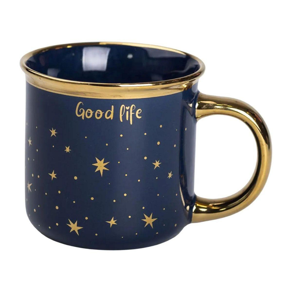 Чашка фарфоровая с золотым ободком и позолоченной ручкой 320 (мл) Good life Синяя RX-N231506BL Киев - изображение 1