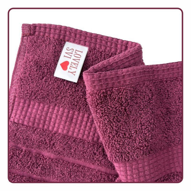 Набір 2 жакардові рушники Lovely Svi для ванної, готелів, СПА, на подарунок, 50* 90 см Oxford Stripe Burgundy (471124) Київ - фото 2