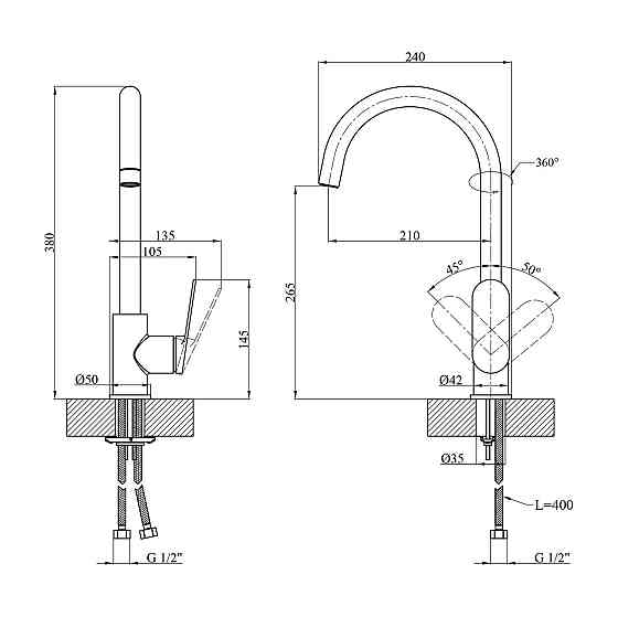 Змішувач для кухні Kroner Element 211512B-3801 Київ