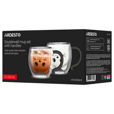 Набір чашок Ardesto Animals BAR 250 мл 2 шт прозорий (AR2625BAR) Вінниця