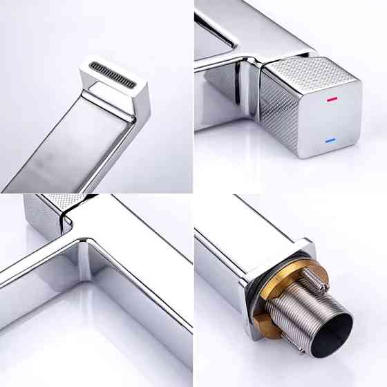 Змішувач для умивальника, раковини з латуні дизайнерський, одноважільний покриття хром Кам'янець-Подільський