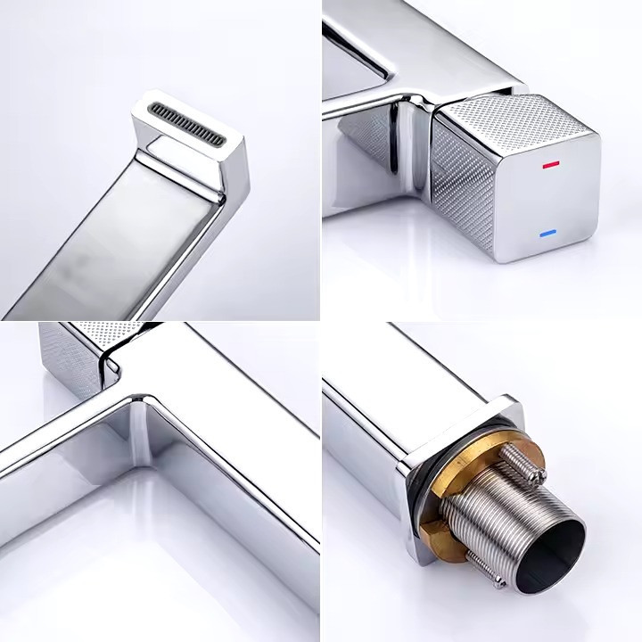 Змішувач для умивальника, раковини з латуні дизайнерський, одноважільний покриття хром Кам'янець-Подільський - фото 3