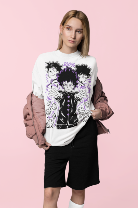 Футболка аниме Аниме Манга Моб Псйкхо оверсайз (S/M/L) Черний AnimeJ0687 Днепр - изображение 3