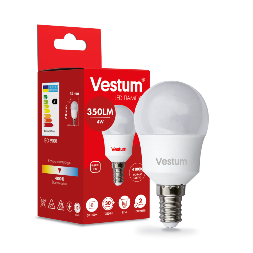 Світлодіодна лампа Vestum G45 4W 4100K 220V E14 1-VS-1207 Київ - фото 3