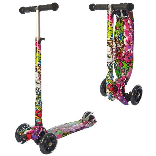 Самокат дитячий триколісний iTrike MAXI Самокат JR 3-055-WP5 кермо 66-89см, колеса ПУ з підсвічуванням, Чорний Кам'янець-Подільський - фото 1