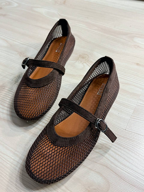 Балетки жіночі Meideli 300-7 Mary Jane сітка з ремінцем коричневі, 40, 25,5 см Київ - фото 1