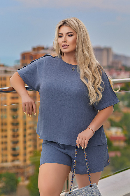 Літній костюм з шортами Gemini Батал 50-52, графіт Київ - фото 4