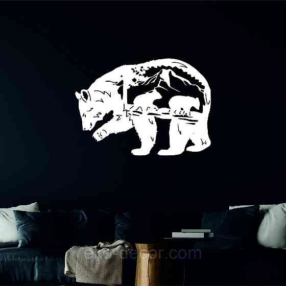 Декоративне настінне Панно «Ведмідь», Декор на стіну 70*50 см, Білий Київ