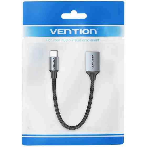 Перехідник USB 3.0 Type-C --> USB AF (OTG) кабель 0.15м  Aluminum Alloy Vention сірий Вінниця