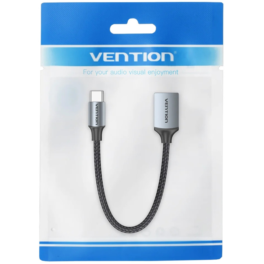 Перехідник USB 3.0 Type-C --> USB AF (OTG) кабель 0.15м  Aluminum Alloy Vention сірий Вінниця - фото 3
