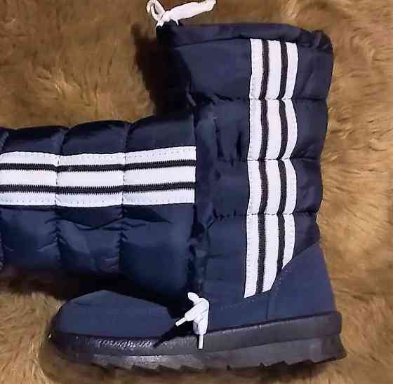 Зимові жіночі Дутики в стилі AD!DAS Чоботи на Хуху Теплі Сині (розміри: 36,37) Дніпро