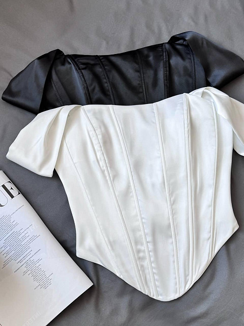 Жіночий класичний романтичний корсет, щільний атлас на підкладці. Молочний, 42 Одеса - фото 1