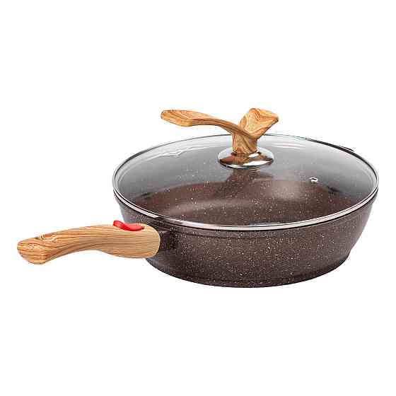 Глибока алюмінієва сковорода з кришкою Ø 28 см, кавова Київ