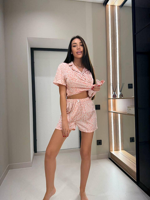 Женская стильная базовая домашняя шелковая пижама рубашка+шорты Розовый 2, 42/44 Одесса - изображение 3