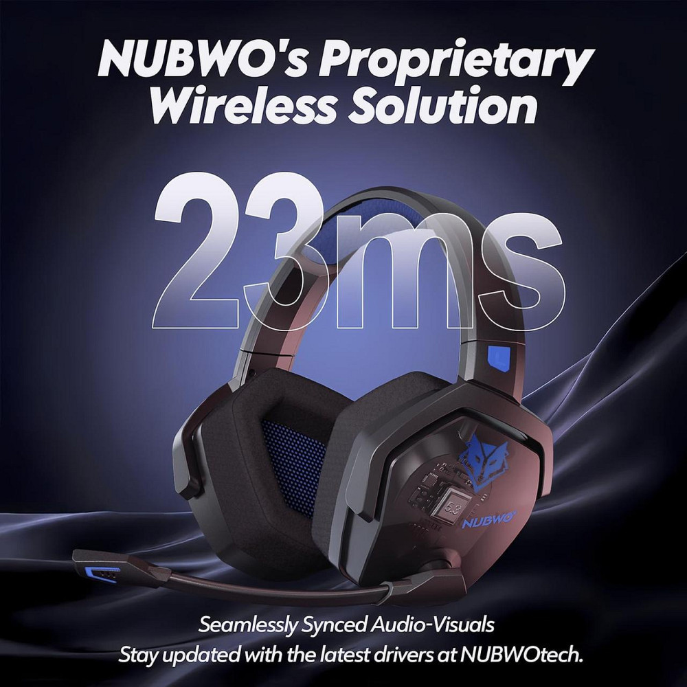 Беспроводная игровая Bluetooth гарнитура NUBWO G06 с микрофоном, полноразмерные наушники для гейминга синие Киев - изображение 5