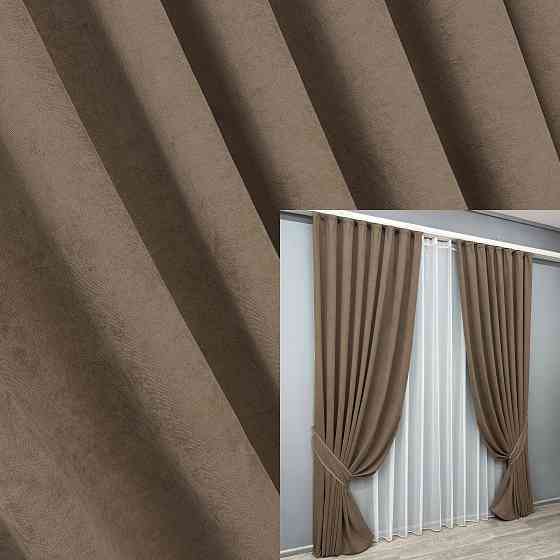 Комплект готових штор VR-Textil Мікровелюр Petek YL № 2014ш Коричневий 150х290 см 2 шт (33-1016) Київ