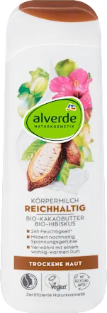 Alverde NATURKOSMETIK Körpermilch Reichhaltig Bio-Kakaobutter Bio-Hibiskus 250 ml Насыщенный лосьон для тела с органическим маслом Львов - изображение 1
