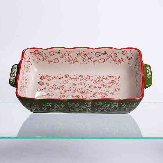 Форма для випікання Vintage 28×17×5 (см) прямокутна форма для випікання в духовці з ручками Зеленая HM05-10 Коломия