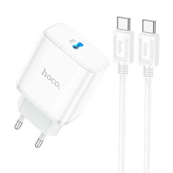 Мережевий зарядний пристрій з кабелем HOCO C104A Stage single port PD20W charger set (Type-C to Type-C) (EU) Одеса
