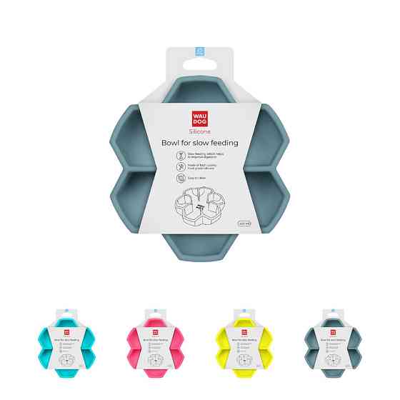 Миска для повільного харчування WAUDOG Silicone, 450 мл, сірий Київ