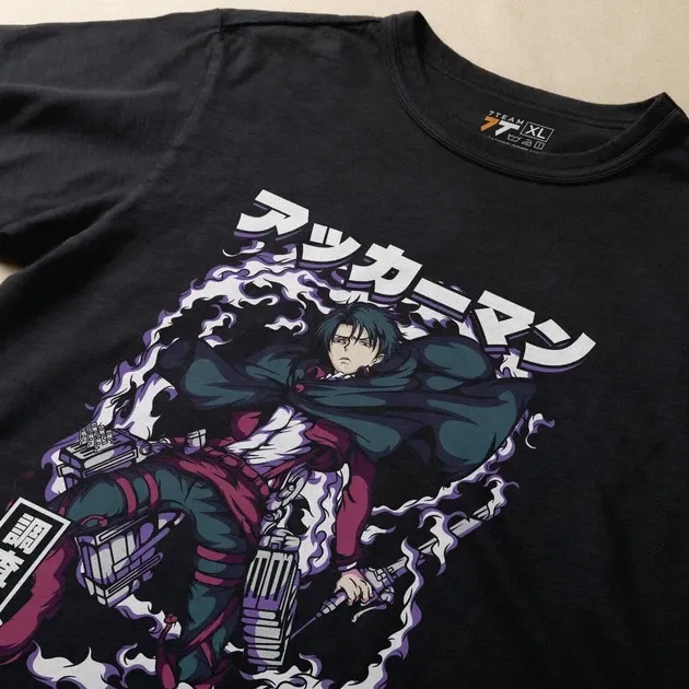 Футболка чоловіча з  принтом Атака титанов Леві Акерман 6 Розмір 48 Anime0895 Дніпро - фото 3