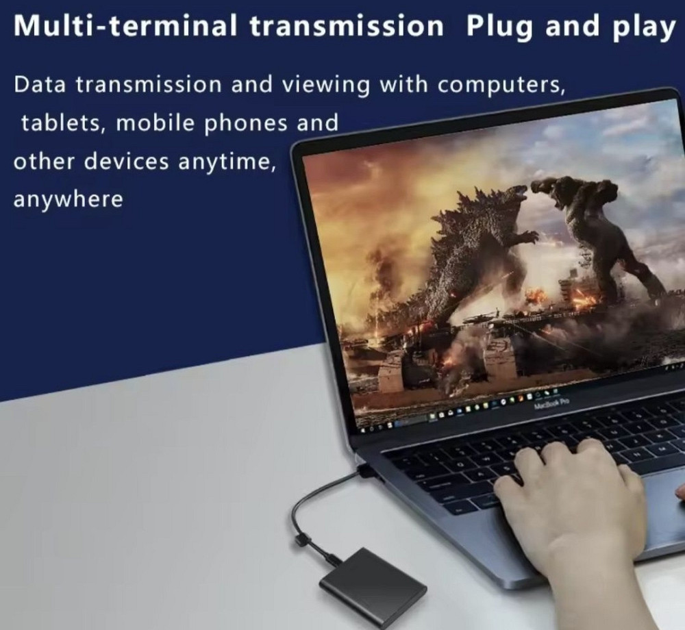 Портативний зовнішній жорсткий диск SSD 1TB міні накопичувач. Київ - фото 2