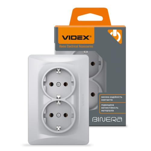 BINERA срібний шовк Розетка внутрішня 2-а із заземленням Videx Житомир - изображение 2