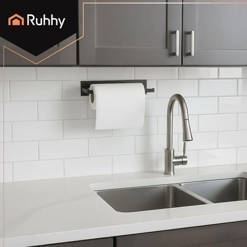 Тримач настінний самоклеючий для паперових рушників Ruhhy (26798) Black Нововолинськ - фото 5