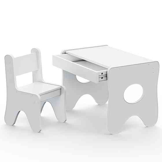 Удобный столик в детскую комнату 70×45×51, детский игральный стол с ящиком, белый Киев