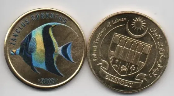 Лабуан 5 рингіт 2025 рибка ZANCLUS CORNUTUS Полтава