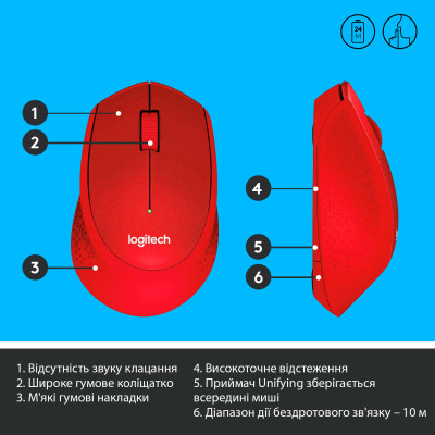 Мишка Logitech M330 Silent plus Red (910-004911) Вінниця - фото 6