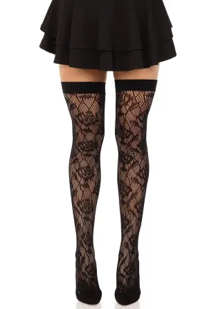 Панчохи Leg Avenue Wild rose net thigh highs One Size Львов
