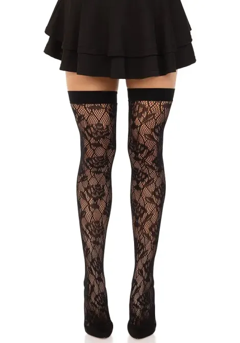 Панчохи Leg Avenue Wild rose net thigh highs One Size Львов - изображение 1