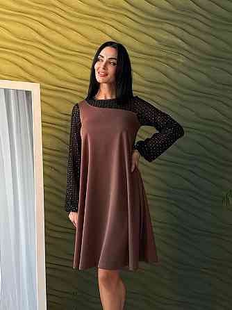 Вечірня сукня з прозорими рукавами Sofira 42-44, Шоколадний Київ