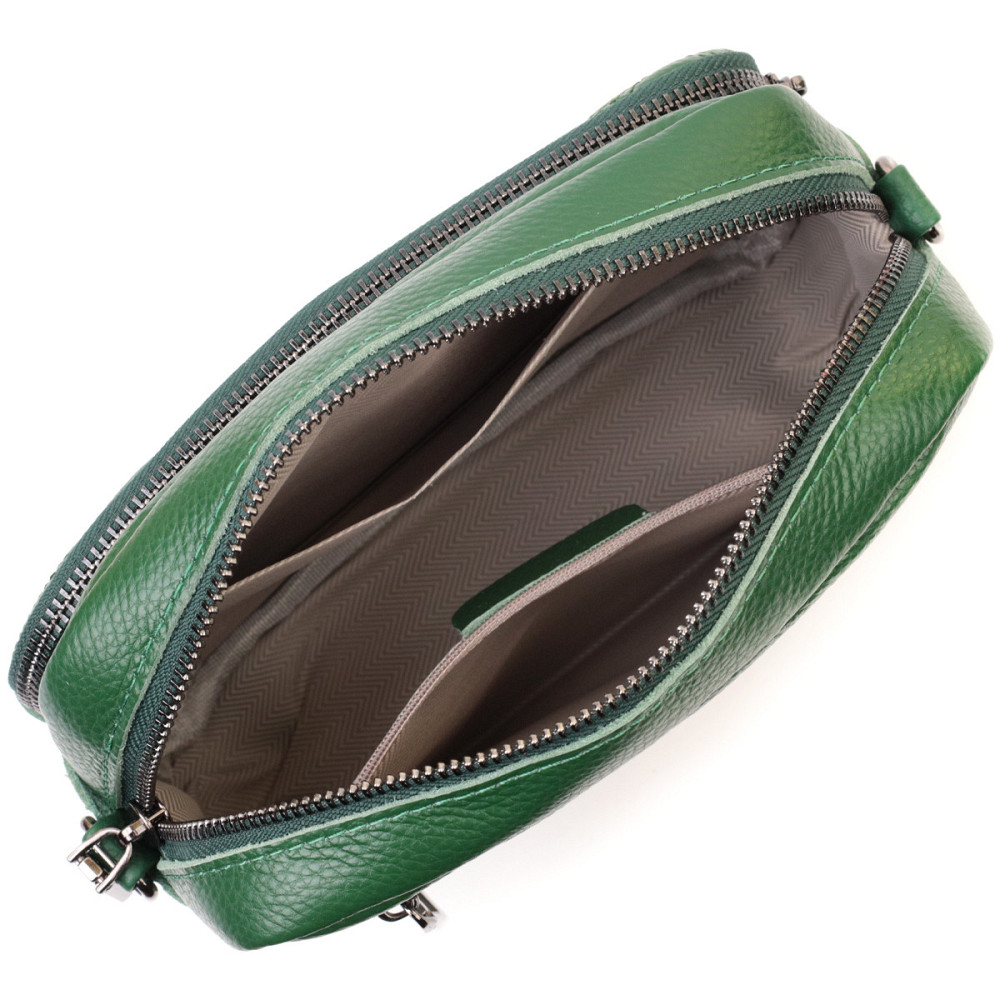 Небольшая женская сумка прошитая ромбами на лицевой стороне из натуральной кожи Vintage 22635 Зеленая Киев - изображение 9