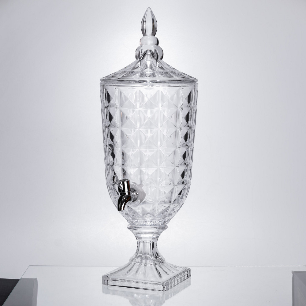 Лимонадниця з краном на підставці скляна 3 л лимонадник 48 см прозорий HP-19-18F Київ - фото 3