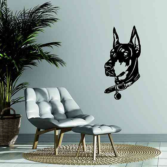 Декоративное настенное Панно «Доберман», Декор на стену 90*44 см, Черный Киев