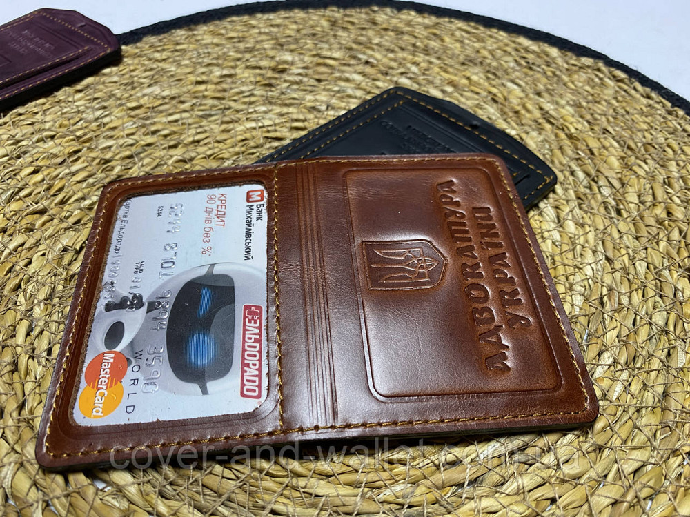 Бордовая кожаная обложка на удостоверение адвоката (адвокатура) Киев - изображение 1