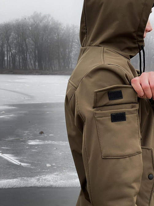 Чоловічий тактичний костюм Softshell Intruder койот, куртка подовжена з капюшоном і штани на манжетах софтшел XL Одеса - фото 7