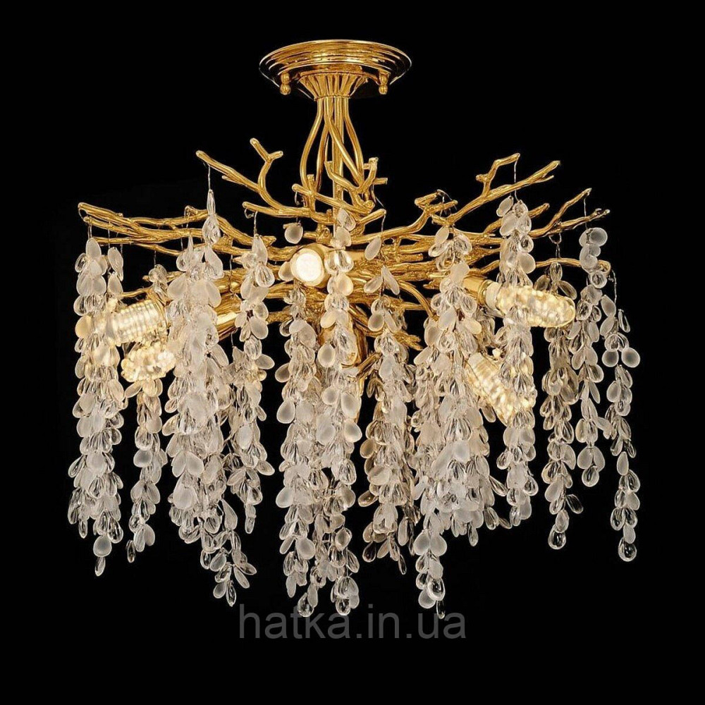 Люстра стельова на 6 плафонів VALESO Кришталь Метал Золотистий C33008-460 Київ - фото 1
