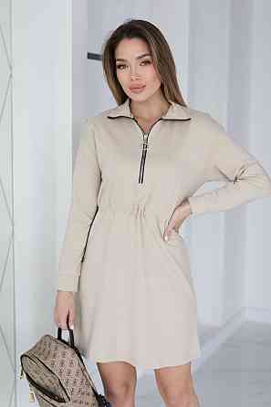 Трикотажне плаття оверсайз на кулісці "Answer" |  Норма та батал Бежевий, 50-52 Київ