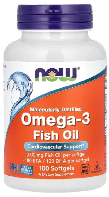 Омега-3 Now Foods Omega-3 180 ЭПК/ 120 ДГК 100 гел капс Київ - фото 1