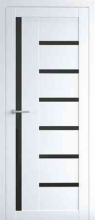 Двери Мадрид Белый Полотно с черным стеклом, покрытие VINIL Киев