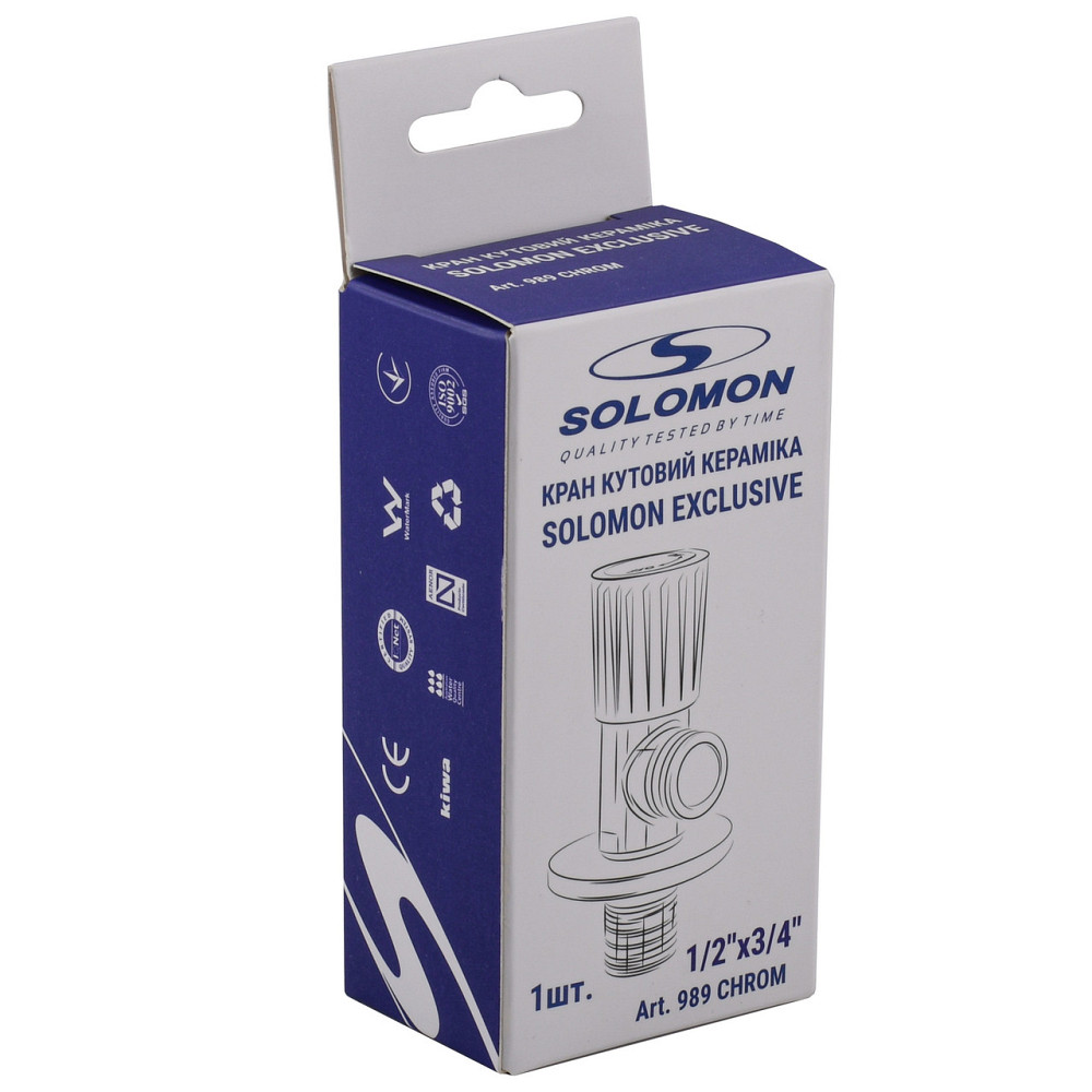 !Кран кутовий кераміка SOLOMON EXCLUSIVE 1/2″X3/4″ 989 CHROM ( 1шт.) Киев - изображение 6