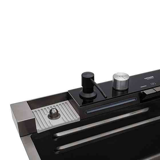 Кухонная мойка Kroner KRP Schwarze - SET7546ARTHM PVD (3.0/0.8 мм) в комплекте со смесителем, черная Киев