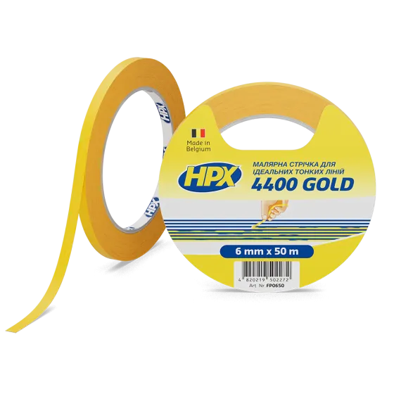 Маскуюча малярська стрічка HPX 4400 для зовнішнього застосування і чітких контурів 6 мм*50 м помаранчева (FP0650) Киев