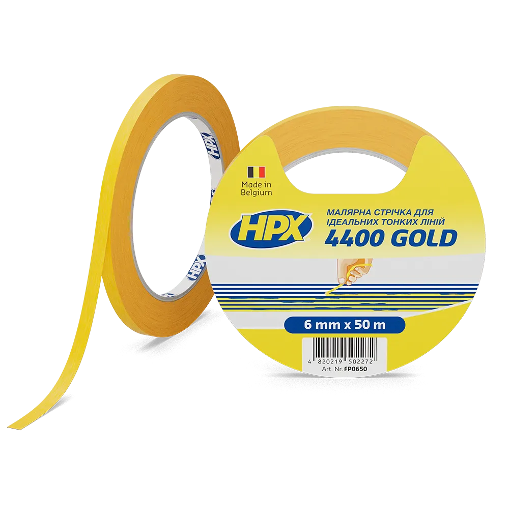 Маскуюча малярська стрічка HPX 4400 для зовнішнього застосування і чітких контурів 6 мм*50 м помаранчева (FP0650) Киев - изображение 1