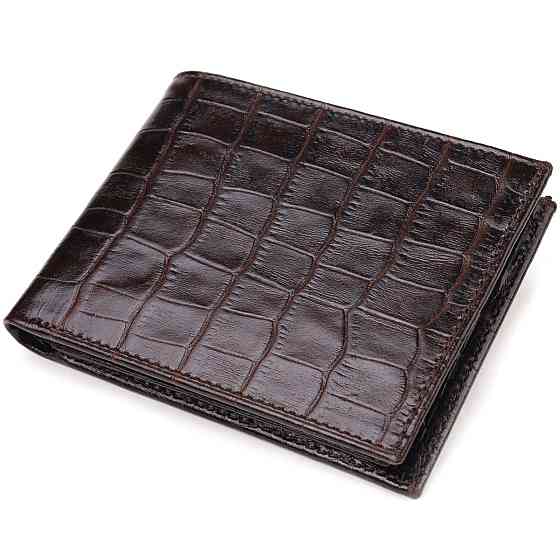 Невелике чоловіче портмоне з натуральної фактурної шкіри Коричневе (CANPELLINI) Київ