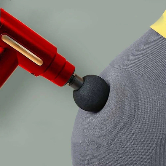 Перкуссионный массажер с 4 насадками Gun Massager,Красный SBR Киев